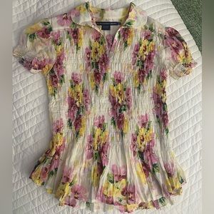 Ralph Lauren Floral Blouse - Pink, Yellow, Green